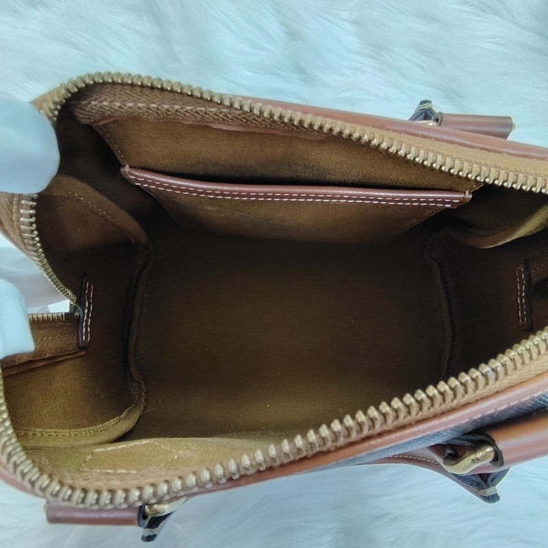 Celine 波士頓 黃褐色 老花 塗層帆布拼牛皮 小號-5
