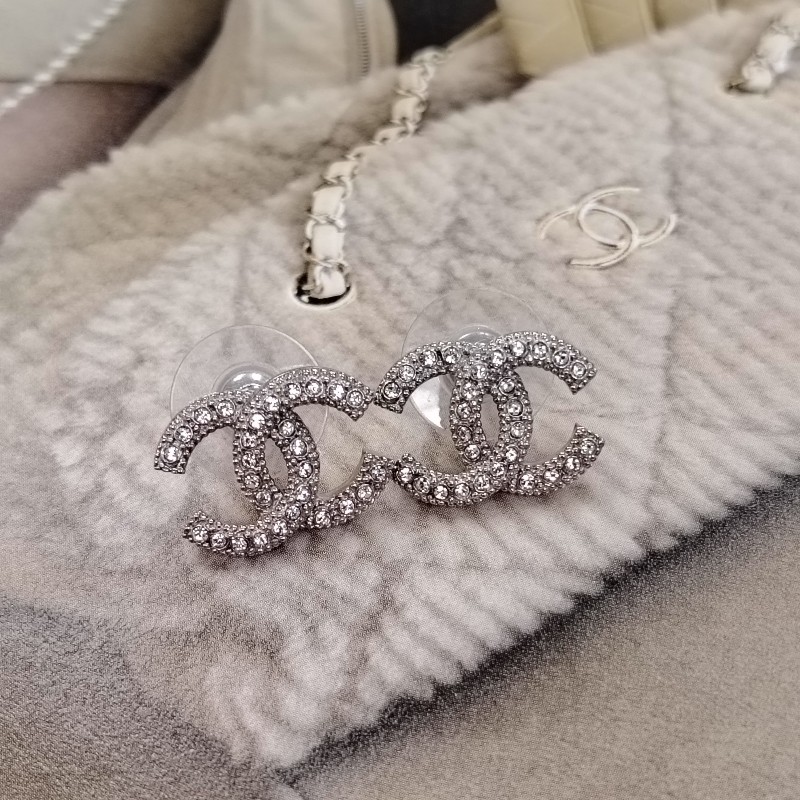 Chanel 香奈兒 雙C金色水鑽耳環-1