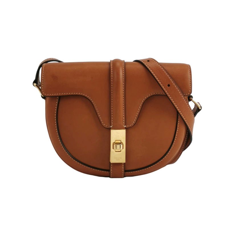 Celine 16系列 小號 牛皮 純色 T型 短翻蓋 斜背包-0