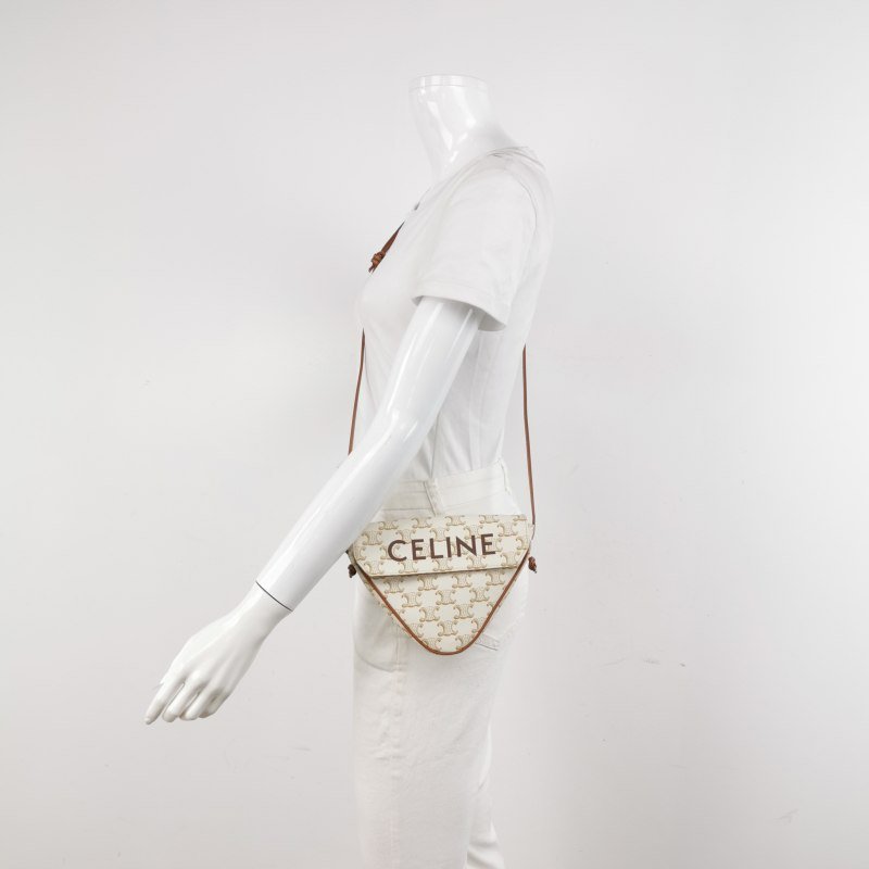 Celine Triomphe 凱旋門 牛皮 字母Logo 三角 斜背包-1