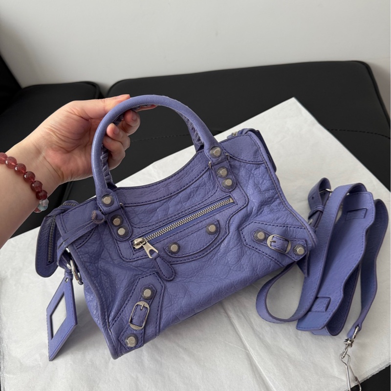 Balenciaga 巴黎世家 紫色機車包mini city-1