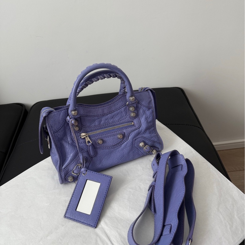 Balenciaga 巴黎世家 紫色機車包mini city-5