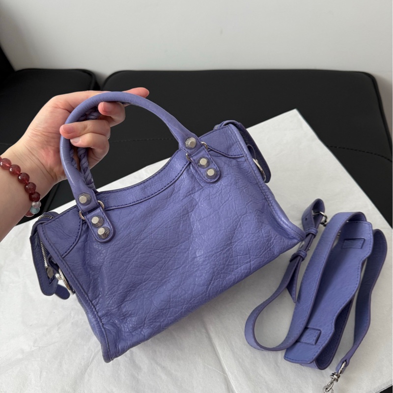 Balenciaga 巴黎世家 紫色機車包mini city-7