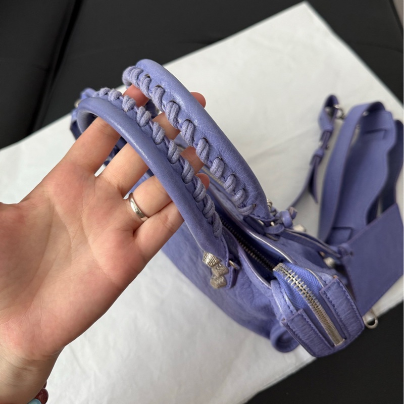 Balenciaga 巴黎世家 紫色機車包mini city-14