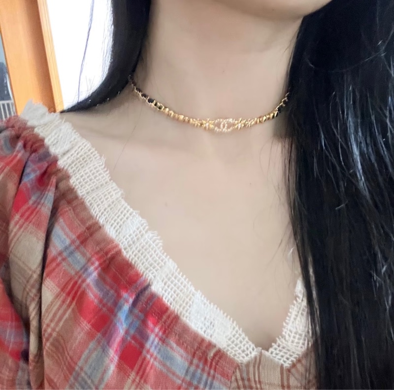 全新｜Chanel香奈兒｜23A高級手工坊 雙C logox小花 皮穿鏈 Choker項鍊 項鏈-8