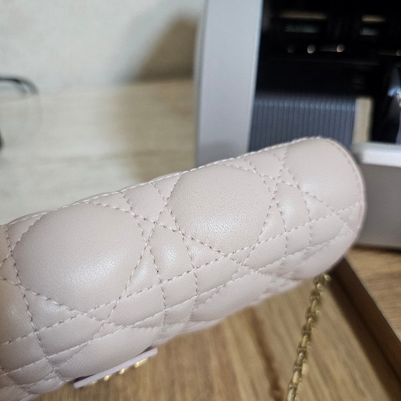 DIOR 粉藤格霧金釦WOC斜背鏈包-8