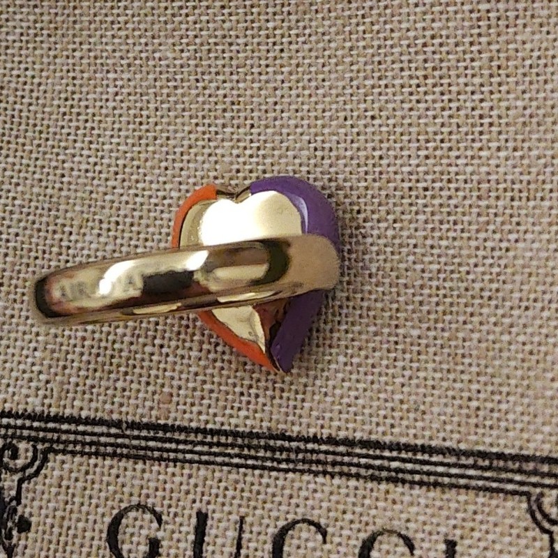 Gucci 橙+紫心形閃電吊墜互扣雙G戒指-2
