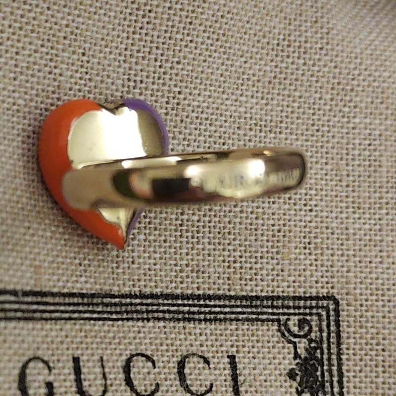 Gucci 橙+紫心形閃電吊墜互扣雙G戒指-3