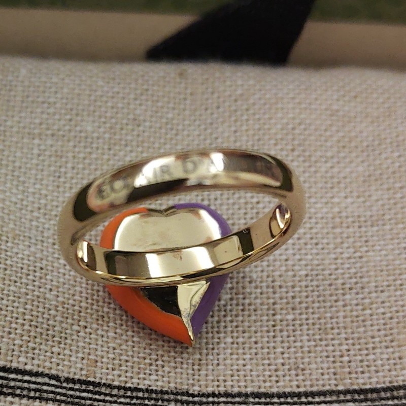 Gucci 橙+紫心形閃電吊墜互扣雙G戒指-6