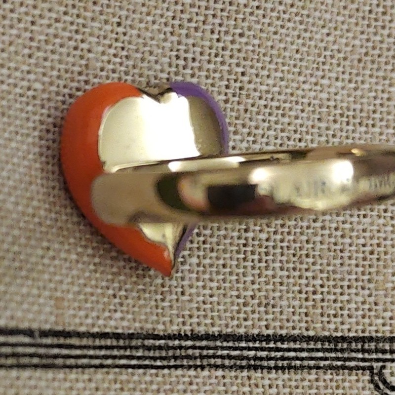 Gucci 橙+紫心形閃電吊墜互扣雙G戒指-10