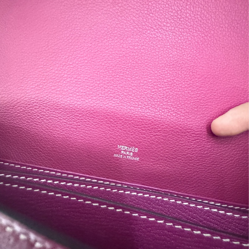 HERMES愛馬仕ROULIS 23 豬鼻子方形斜背包 玫瑰紫+銀釦 A刻 2017-36