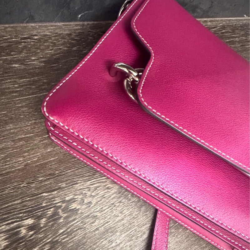 HERMES愛馬仕ROULIS 23 豬鼻子方形斜背包 玫瑰紫+銀釦 A刻 2017-37