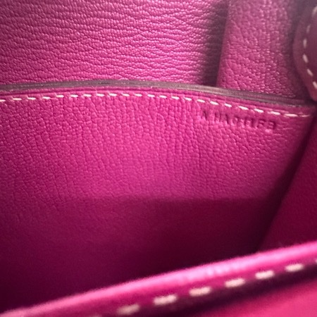 HERMES愛馬仕ROULIS 23 豬鼻子方形斜背包 玫瑰紫+銀釦 A刻 2017-8