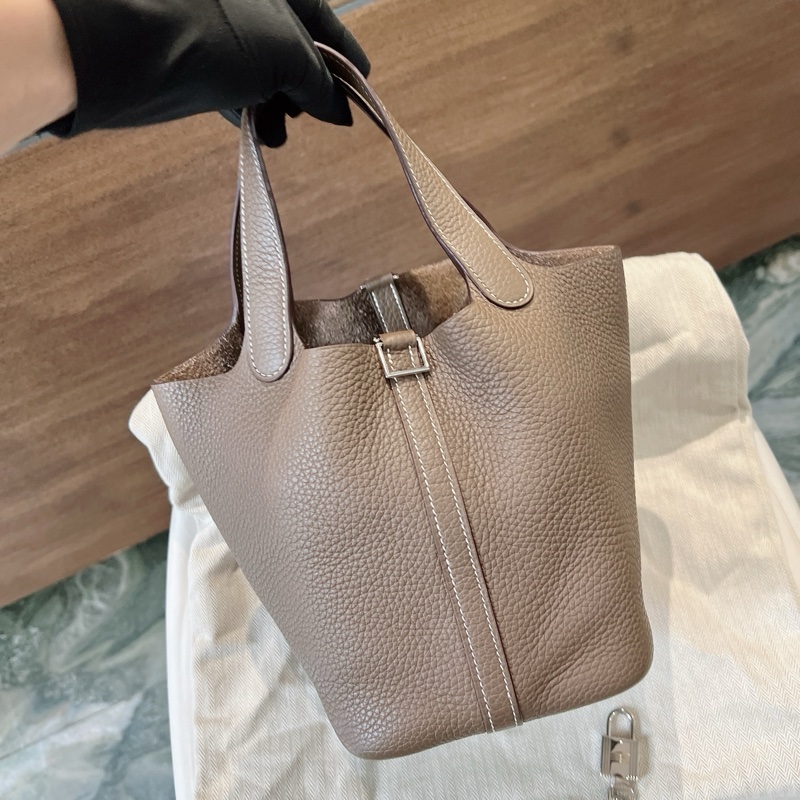 Hermes Picotin 18 愛馬仕 菜籃子 大象灰銀扣-1