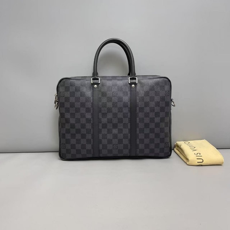 LV路易威登 男士 黑棋盤格小號公事電腦包公文包 手提包-0