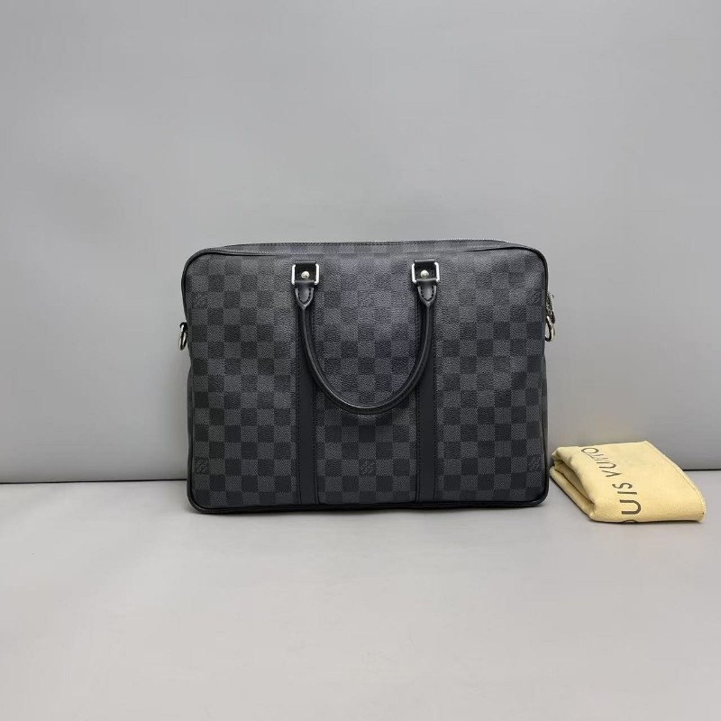 LV路易威登 男士 黑棋盤格小號公事電腦包公文包 手提包-1