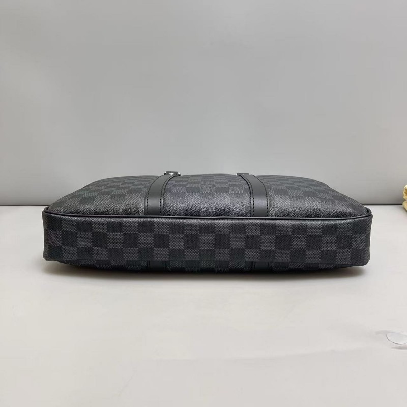 LV路易威登 男士 黑棋盤格小號公事電腦包公文包 手提包-4