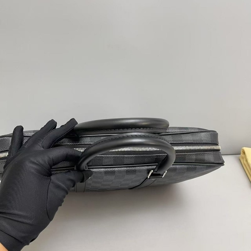 LV路易威登 男士 黑棋盤格小號公事電腦包公文包 手提包-5