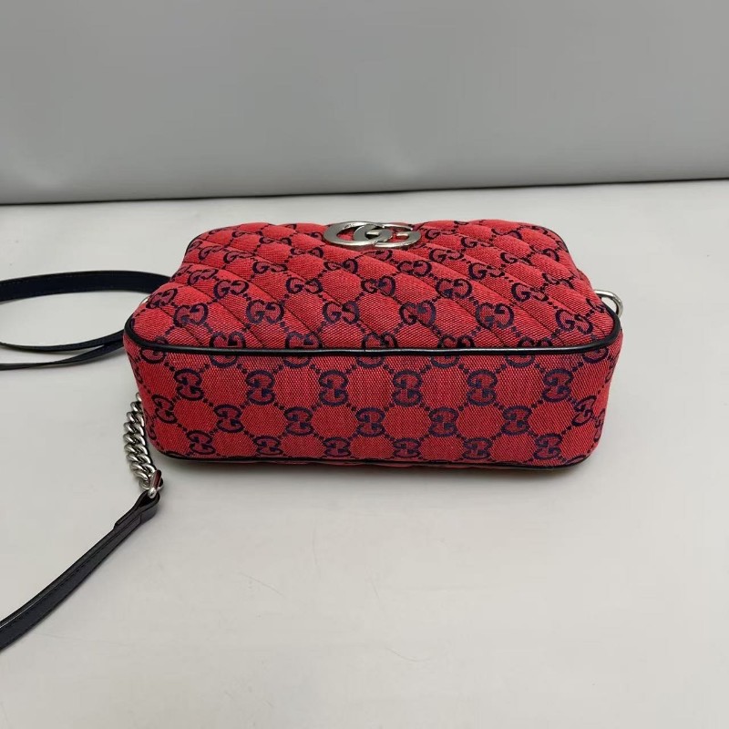 Gucci古馳 Marmont老花雙G帆布紅色相機包斜背包-3
