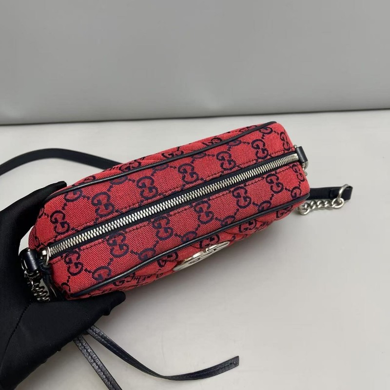 Gucci古馳 Marmont老花雙G帆布紅色相機包斜背包-6