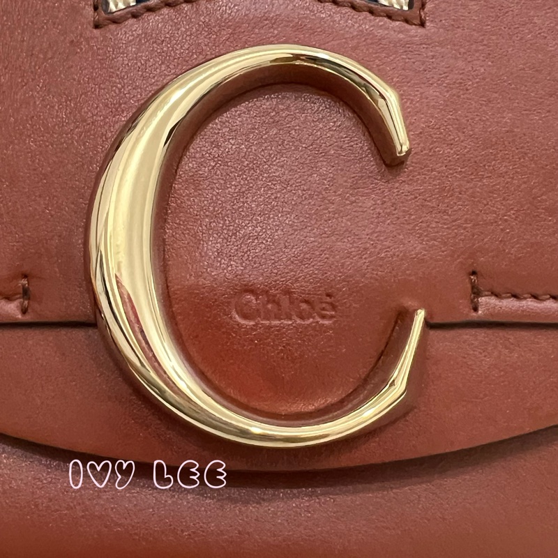 CHLOE MINI CHLOE C 條紋織帶拼小牛皮 手提包 斜背包 焦糖棕 正品 二手精品-2