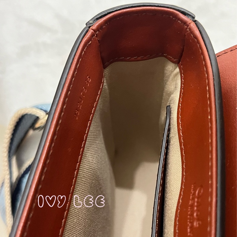 CHLOE MINI CHLOE C 條紋織帶拼小牛皮 手提包 斜背包 焦糖棕 正品 二手精品-5