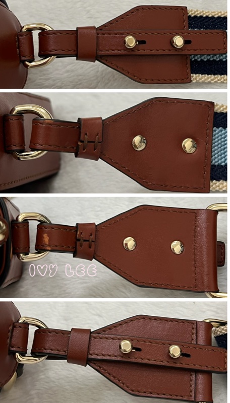 CHLOE MINI CHLOE C 條紋織帶拼小牛皮 手提包 斜背包 焦糖棕 正品 二手精品-7