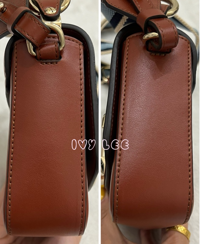 CHLOE MINI CHLOE C 條紋織帶拼小牛皮 手提包 斜背包 焦糖棕 正品 二手精品-12