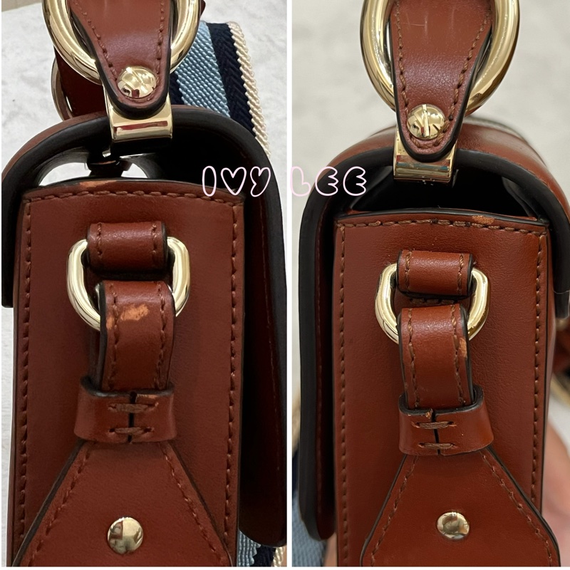 CHLOE MINI CHLOE C 條紋織帶拼小牛皮 手提包 斜背包 焦糖棕 正品 二手精品-15