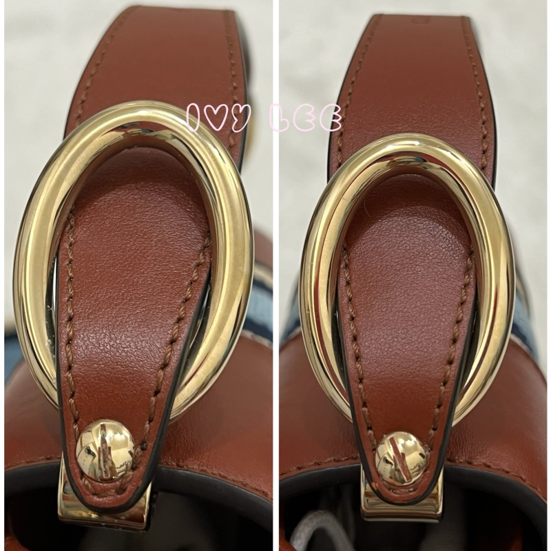 CHLOE MINI CHLOE C 條紋織帶拼小牛皮 手提包 斜背包 焦糖棕 正品 二手精品-19