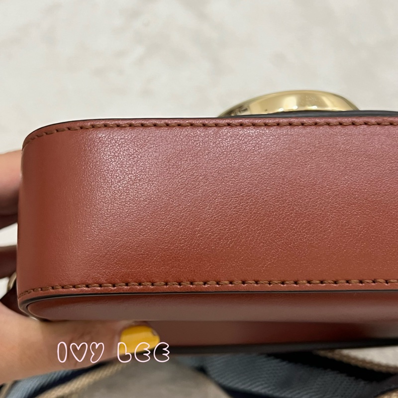 CHLOE MINI CHLOE C 條紋織帶拼小牛皮 手提包 斜背包 焦糖棕 正品 二手精品-29