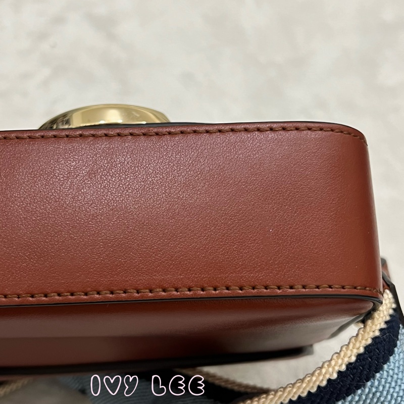 CHLOE MINI CHLOE C 條紋織帶拼小牛皮 手提包 斜背包 焦糖棕 正品 二手精品-30