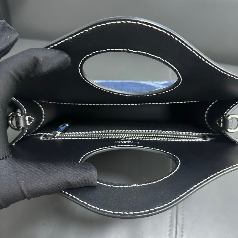 Burberry 丹寧Pocket牛仔印花藍色口袋包 郵差包肩背包-5