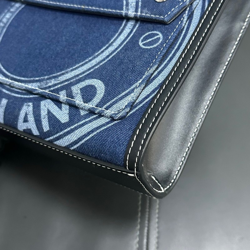 Burberry 丹寧Pocket牛仔印花藍色口袋包 郵差包肩背包-10