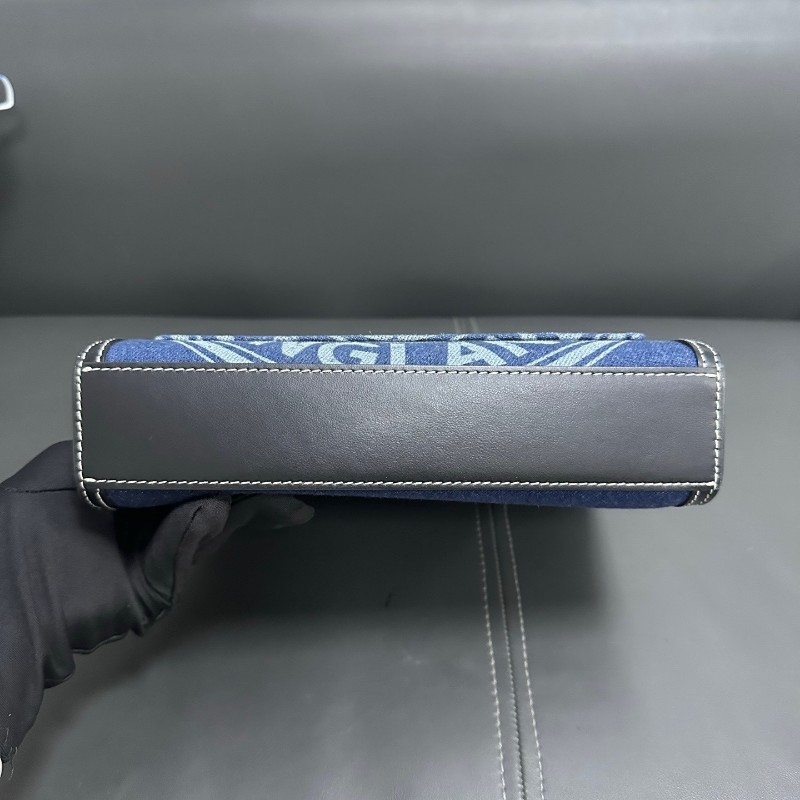 Burberry 丹寧Pocket牛仔印花藍色口袋包 郵差包肩背包-12