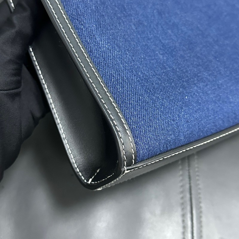 Burberry 丹寧Pocket牛仔印花藍色口袋包 郵差包肩背包-14