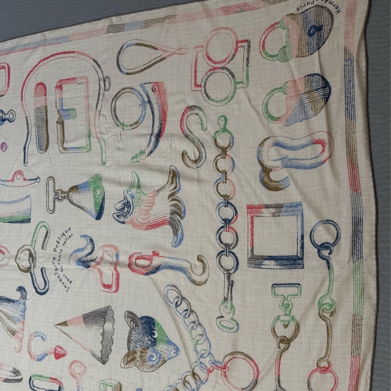 Hermes 愛馬仕 140x140羊絨披肩圍巾 inventaire poétique pour un conte sellier-5