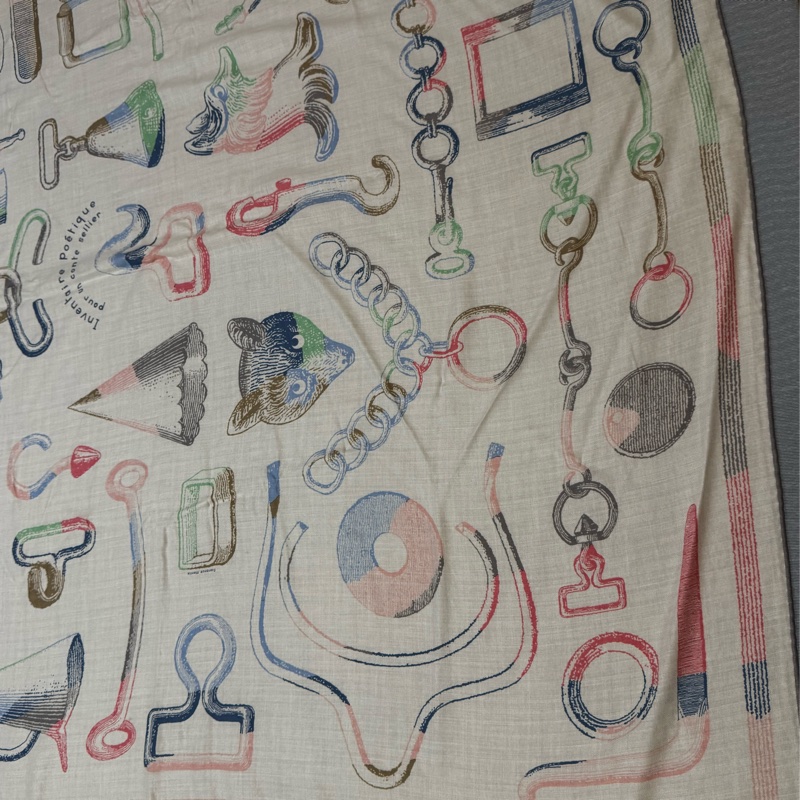 Hermes 愛馬仕 140x140羊絨披肩圍巾 inventaire poétique pour un conte sellier-6