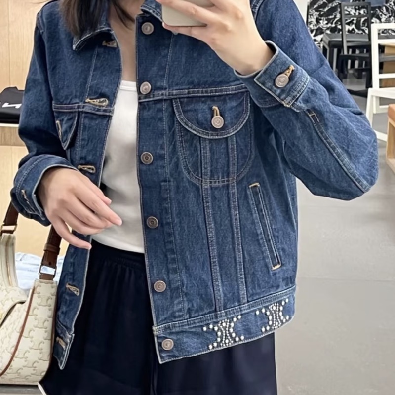 全新原價7萬🈶️台灣購證❤️ celine #卯釘 #新款 #牛仔 #外套-5