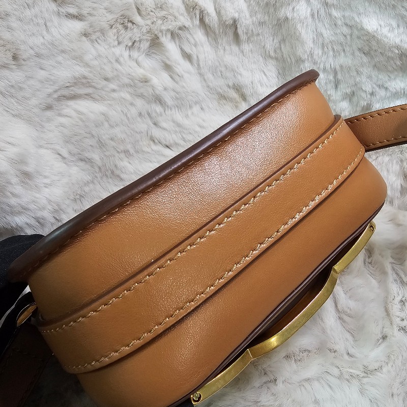 全新 TOD'S 銅金飾釦牛皮斜背馬鞍包 Mini 斜背包 義大利製-3