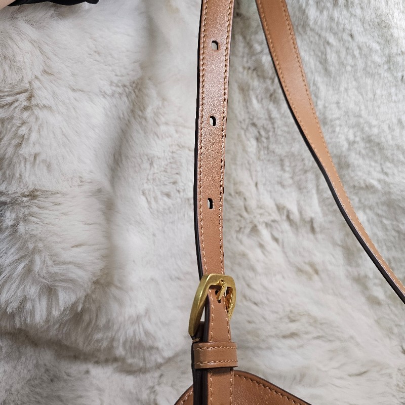 全新 TOD'S 銅金飾釦牛皮斜背馬鞍包 Mini 斜背包 義大利製-8