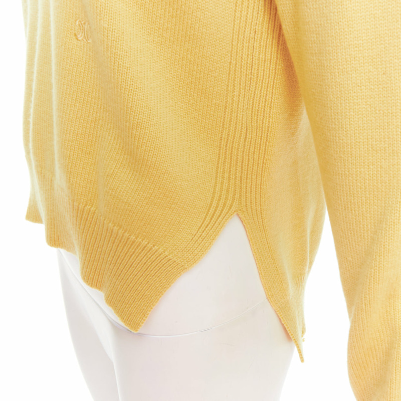 OLD CELINE Phoebe Philo yellow cashmere anagram logo sweater S-1