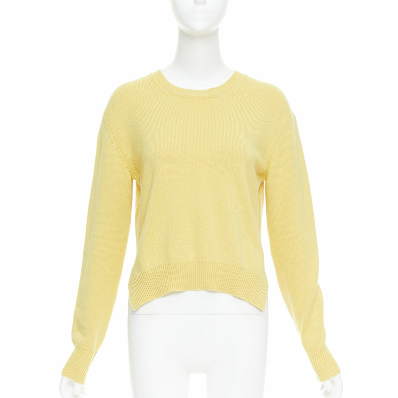 OLD CELINE Phoebe Philo yellow cashmere anagram logo sweater S-2