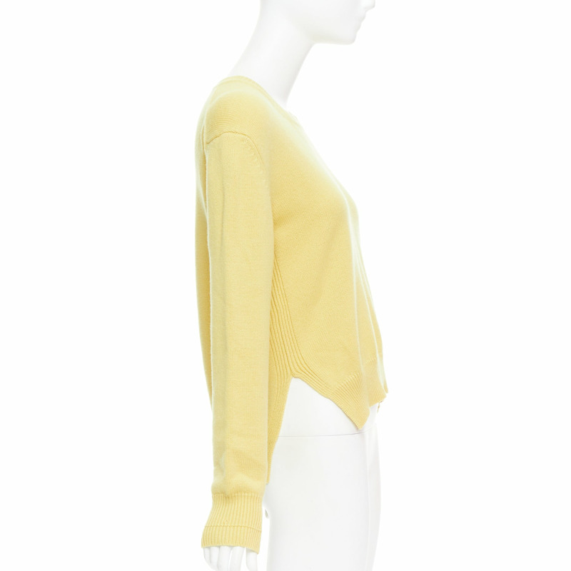 OLD CELINE Phoebe Philo yellow cashmere anagram logo sweater S-3