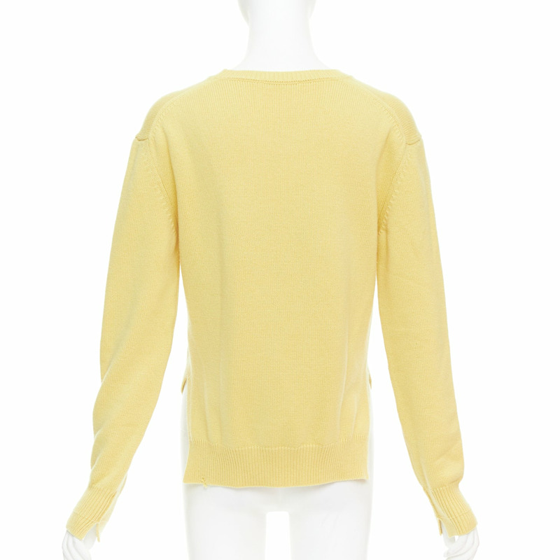 OLD CELINE Phoebe Philo yellow cashmere anagram logo sweater S-4