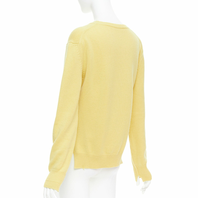 OLD CELINE Phoebe Philo yellow cashmere anagram logo sweater S-5