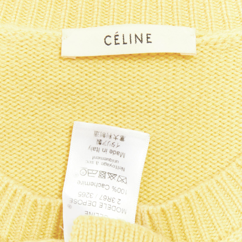 OLD CELINE Phoebe Philo yellow cashmere anagram logo sweater S-7