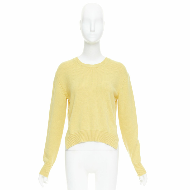 OLD CELINE Phoebe Philo yellow cashmere anagram logo sweater S-8