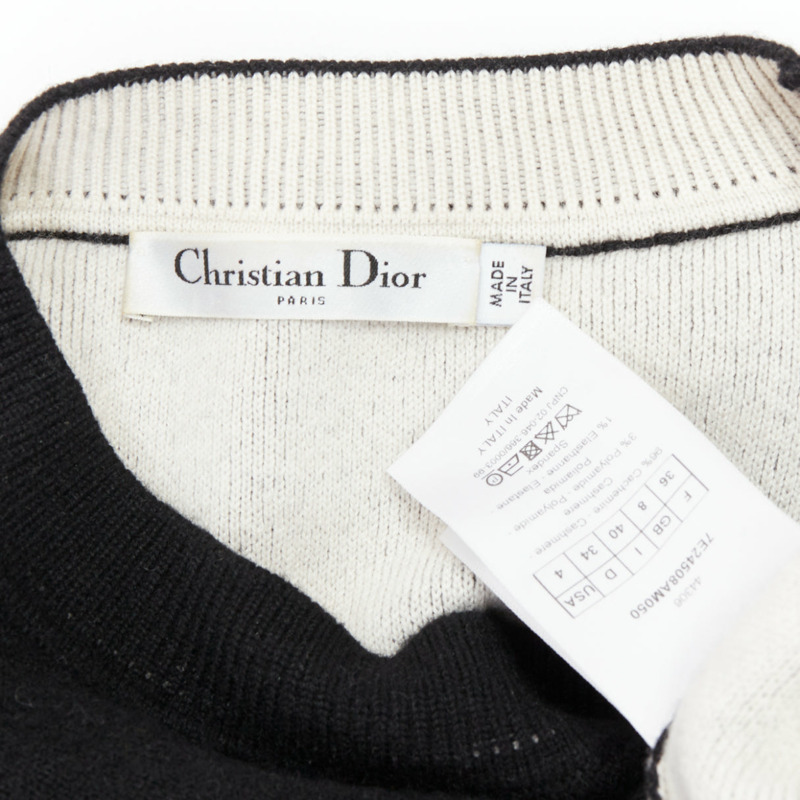 CHRISTIAN DIOR JADIOR 8 black cashmere blend pullover sweater FR36 S-7