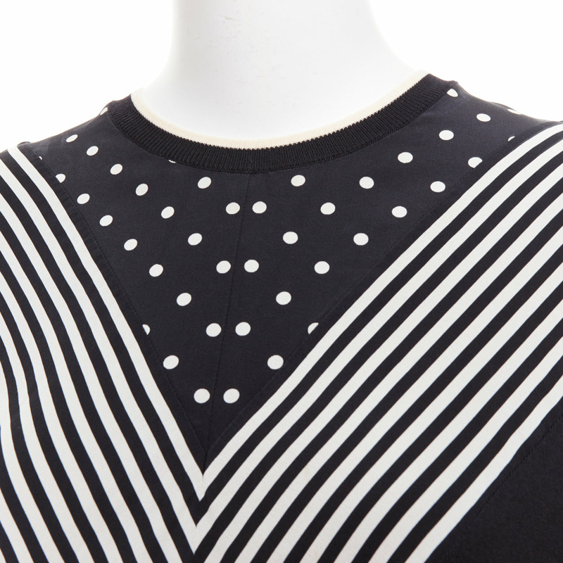 STELLA MCCARTNEY 2016 black white virgin wool silk trim long sleeve sweater-1